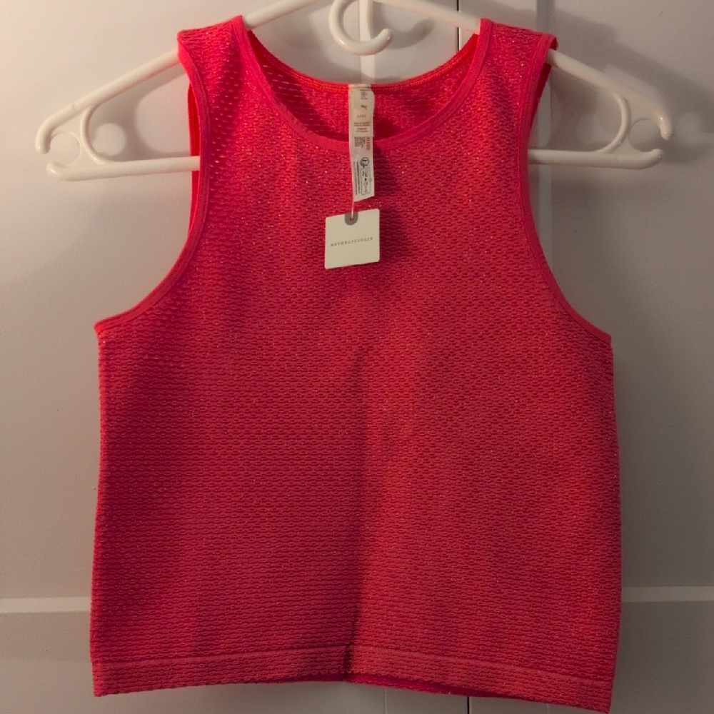 Anthropologie Hot Pink/ Sparkle Knit Top